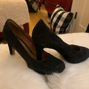 Clarks Black Suede Platform Heels!